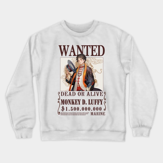 Luffy One Piece Wanted Crewneck Sweatshirt by Teedream